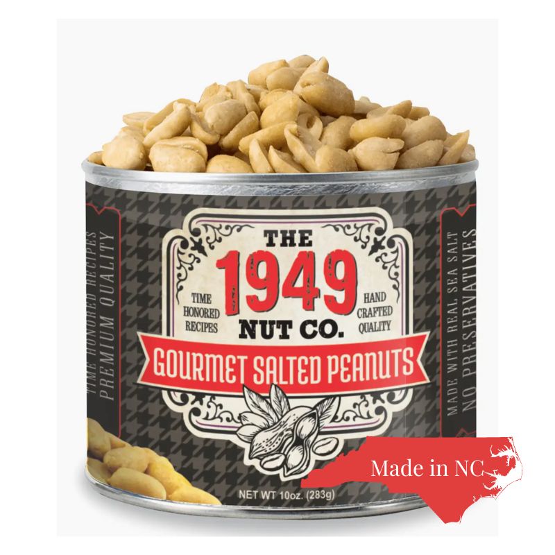 1949 Peanuts which are made in North Carolina and included in a chapel hill gift basket full of gourmet foods