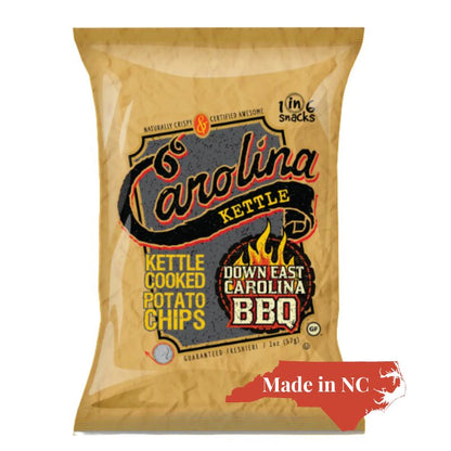 Carolina Kettle chip bbq chips which are a gourmet snack made in North Carolina