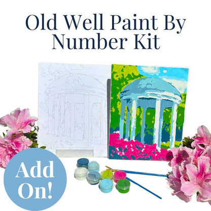 UNC Old well paint by number kit, possible add on to self care gift basket for UNC Chapel HIll girl gifts