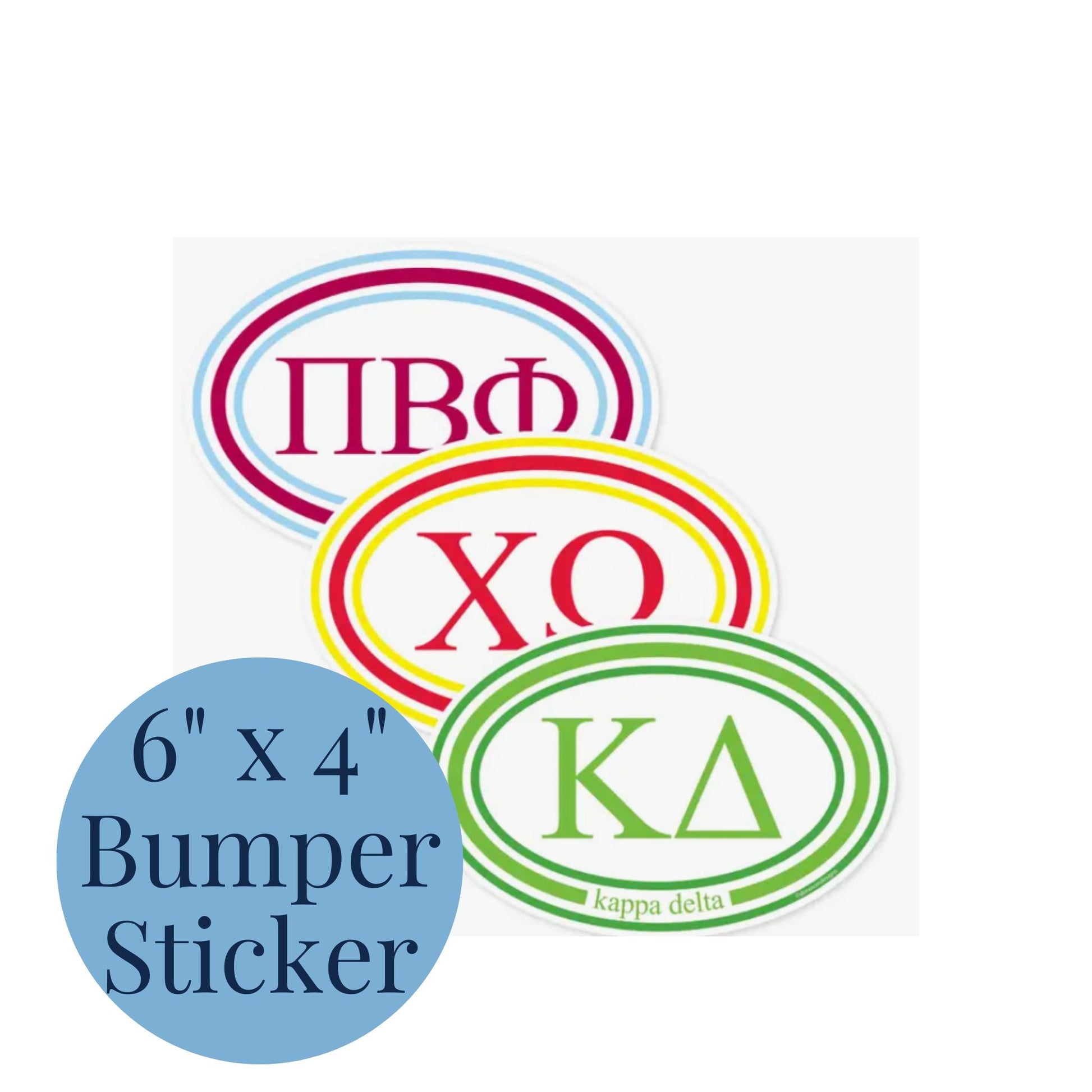 Large Bumper sticker with sorority letters included in the Carolina Sorority Gift Basket.