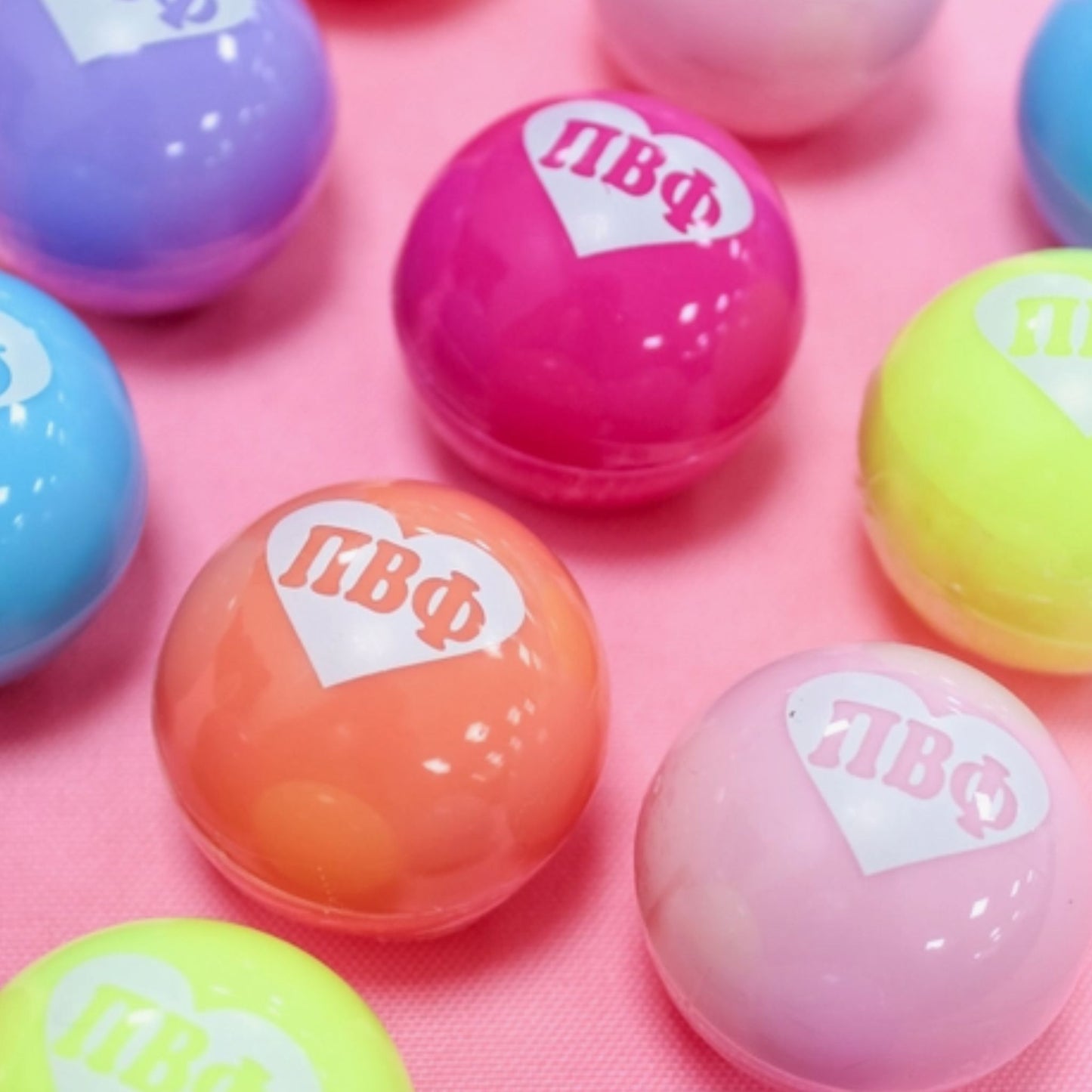 Lip Balm with sorority letters, included in the Carolina Sorority Gift Basket.