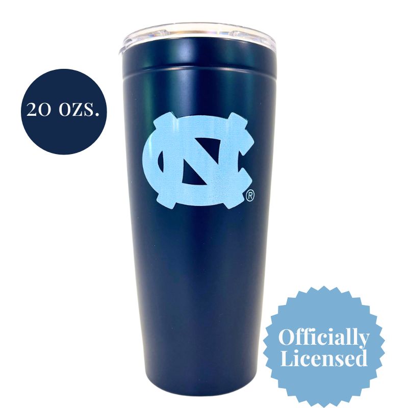 20 oz navy blue tumbler with UNC Chapel Hill logo which is a great UNC dad gift idea