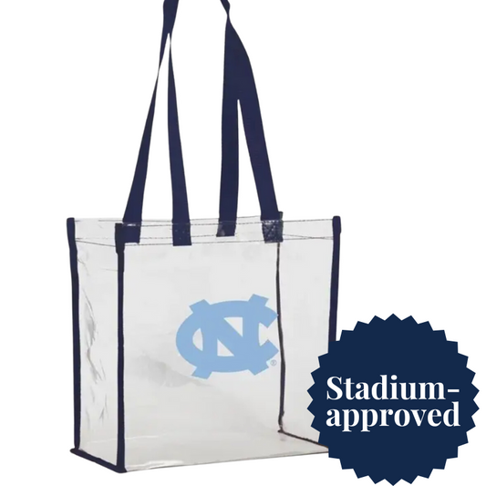 UNC Chapel Hill clear stadium bag to be used for Carolina memorabilia gifts