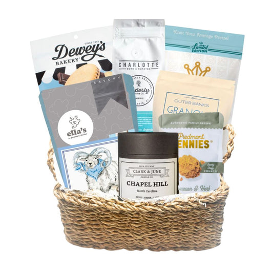 Carolina Blue Deluxe Gift Basket – Tar Heel Treats & Local NC Delights