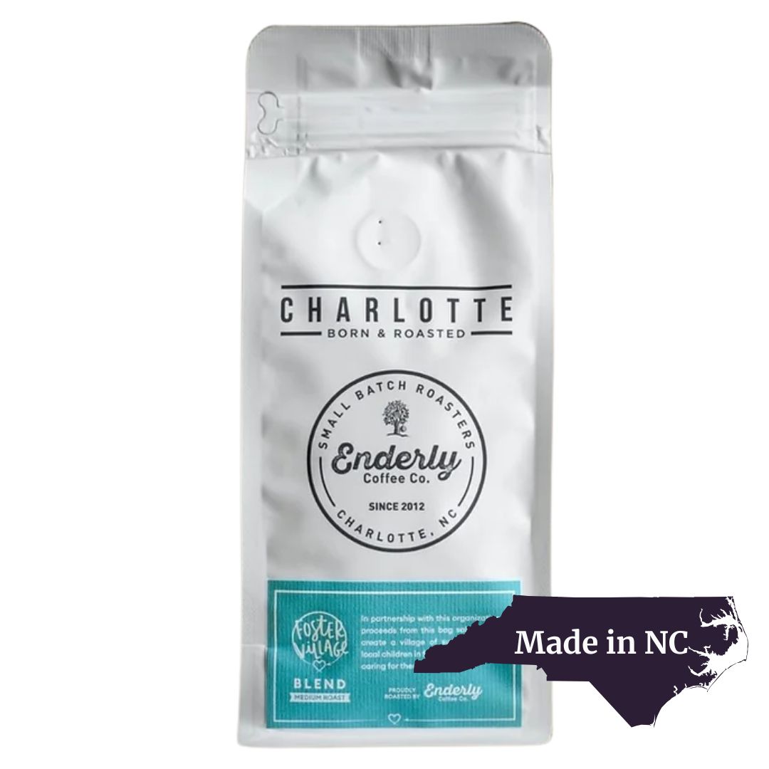 enderly coffee, made in North Carolina, with proceeds going to charity, included in Tar Heel UNC Chapel HIll gift basket