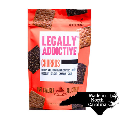 Legally Addictive Churros Cookies – Sweet and crunchy cookies made in Asheville, North Carolina, combining the delicious flavors of churros with a perfect crispy texture.