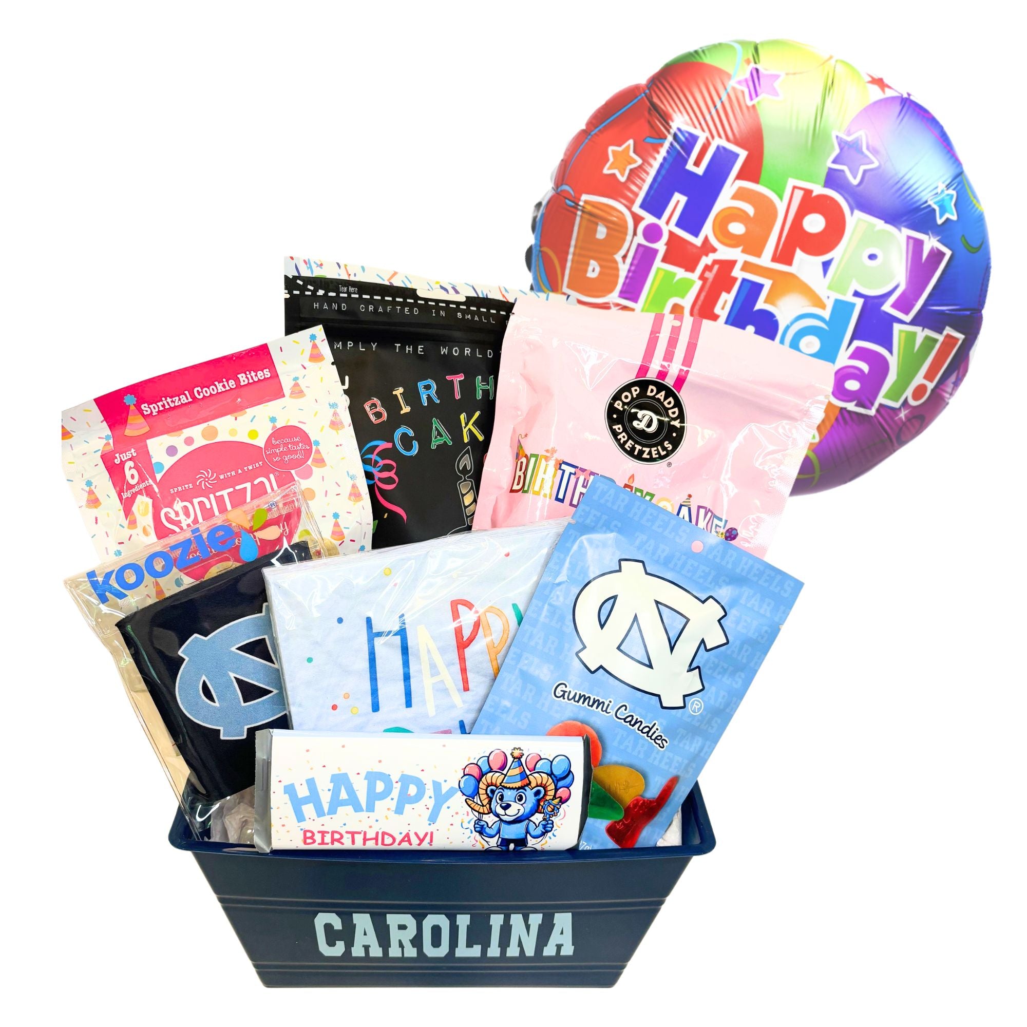 UNC Chapel HIll student birthday gift basket that can be delivered