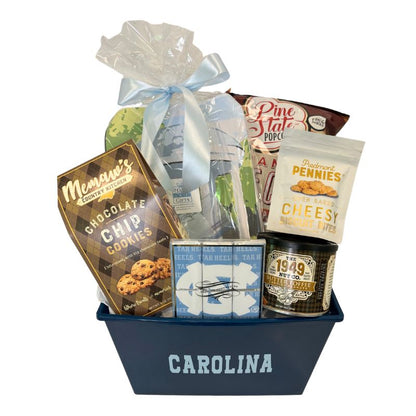 Carolina gift basket for wine and design party for unc students