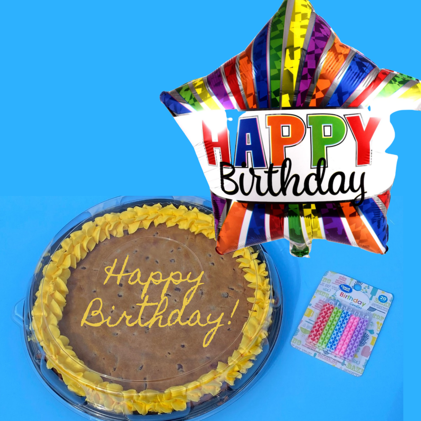 cookie cake and balloon included in the birthday gift for carolina tar heel students